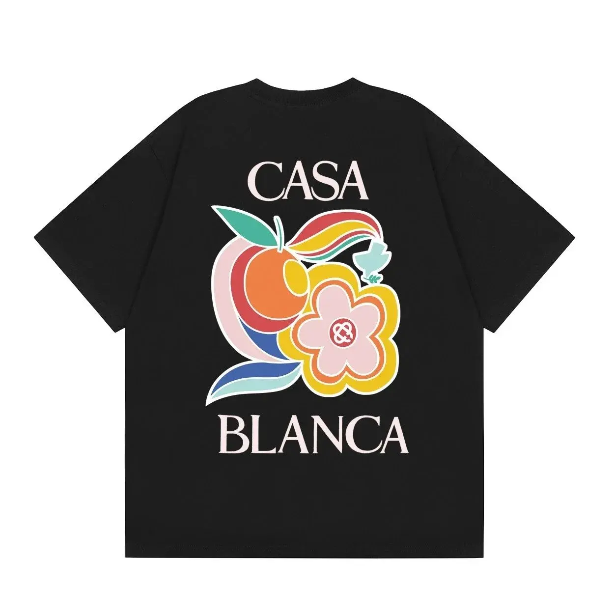 Casablanca Peach & Flower T-Shirt Black
