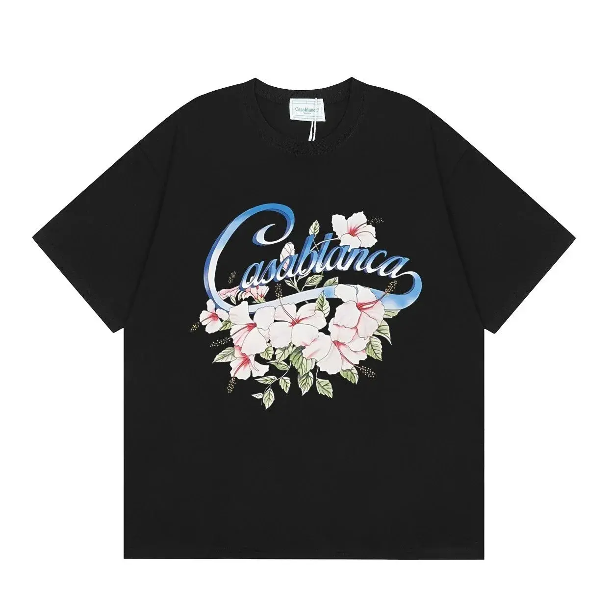 Casablanca Hibiscus Script Logo T-Shirt Black