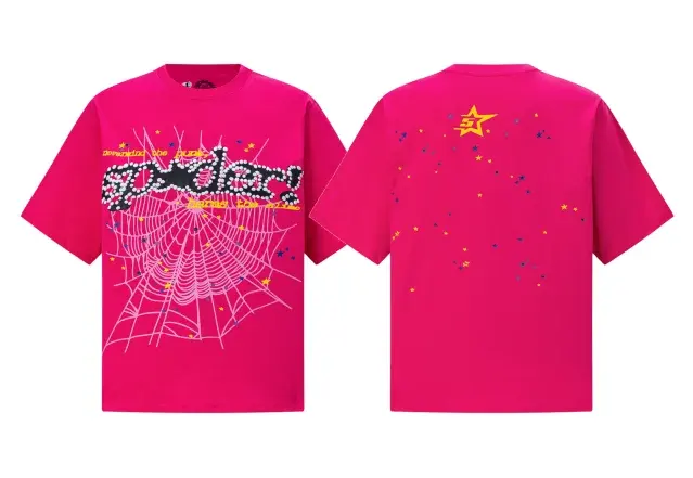 Sp5der Web Rhinestone T-Shirt Pink