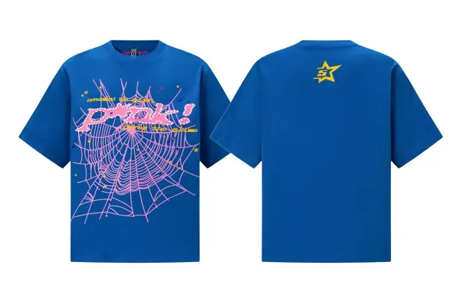 Sp5der Web Rhinestone T-Shirt Blue