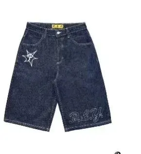 Unbranded Y2K Star Embroidered Denim Shorts Navy Blue