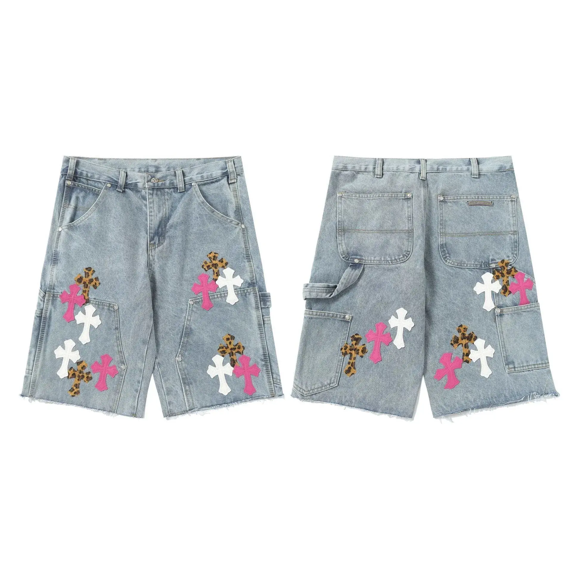Chrome Hearts Cross Patch Denim Shorts Blue Multi