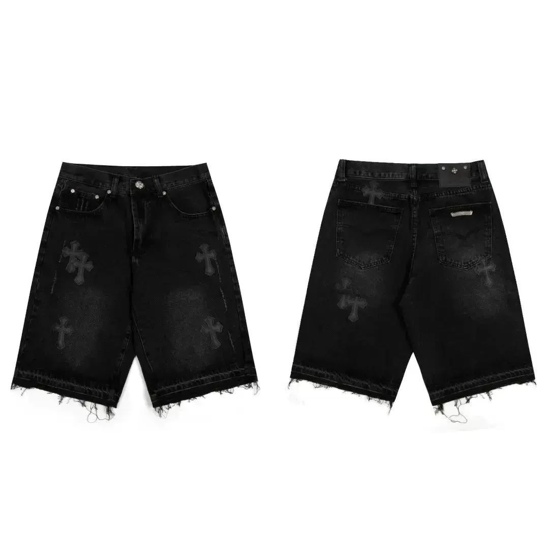 Chrome Hearts Cross Patch Denim Shorts Black