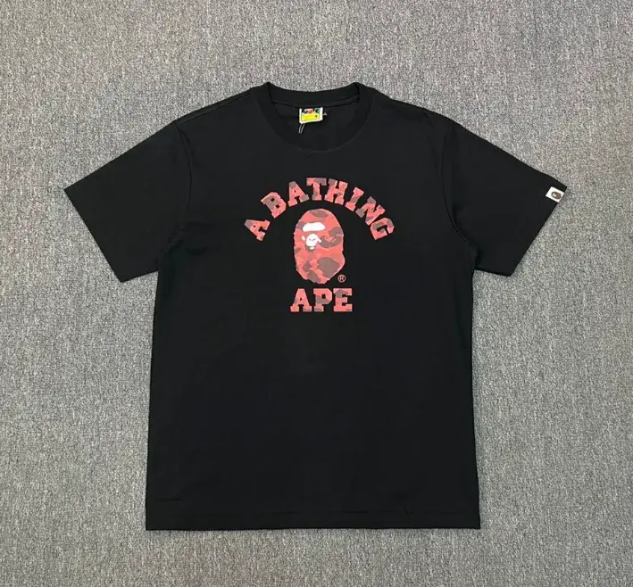A Bathing Ape Red Camo College T-Shirt Black