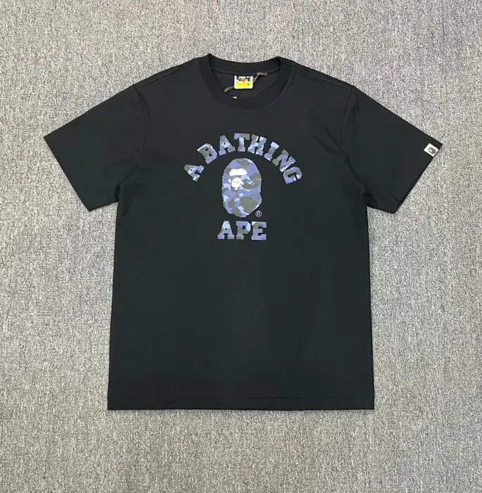 A Bathing Ape Blue Camo College T-Shirt Black