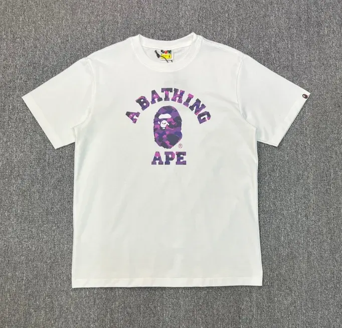 A Bathing Ape Purple Camo College T-Shirt White