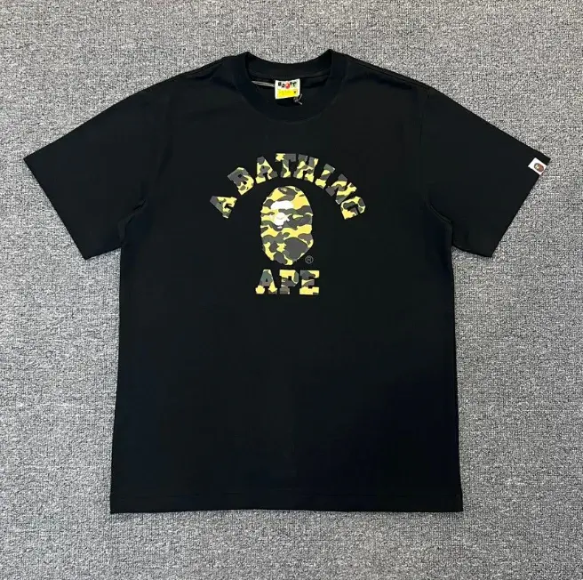 A Bathing Ape Yellow Camo College T-Shirt Black