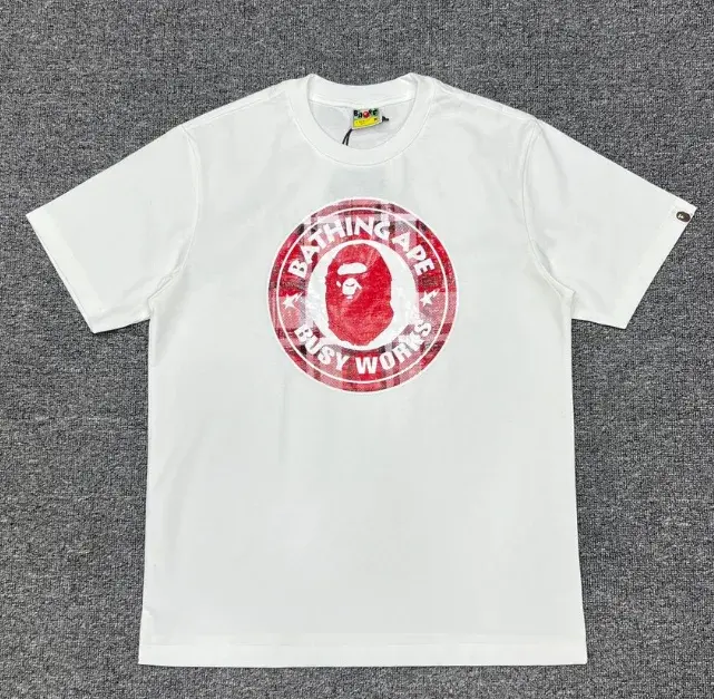 A Bathing Ape Busy Works Plaid Logo T-Shirt White