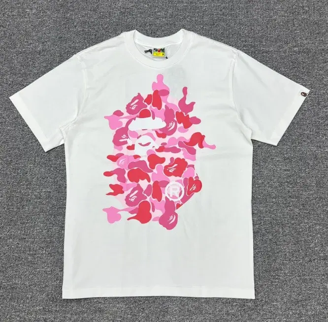A Bathing Ape Pink Camo Ape Head T-Shirt White