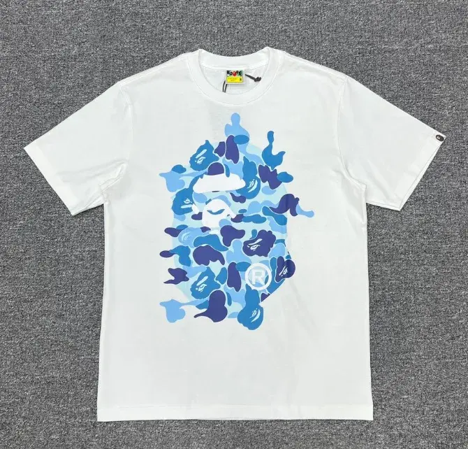 A Bathing Ape Blue Camo Ape Head T-Shirt White