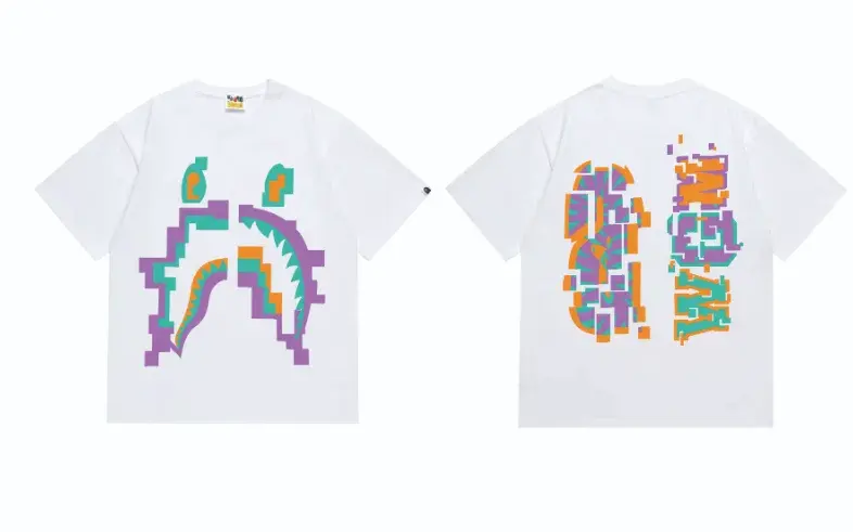 A Bathing Ape Glitch Shark T-Shirt White
