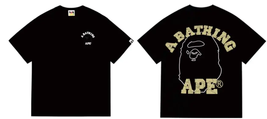 A Bathing Ape Camo Ape Head Black T-Shirt
