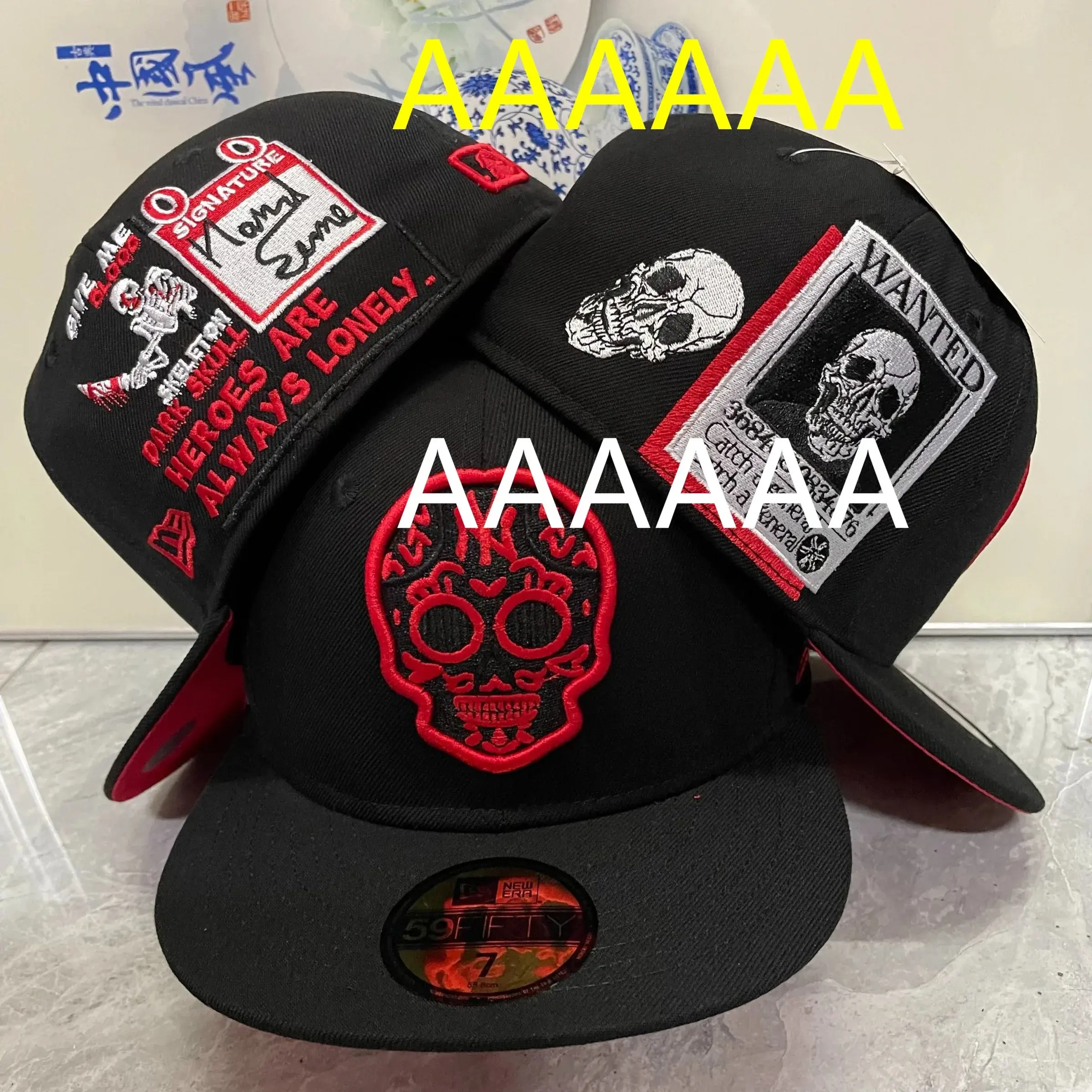 New Era MLB Skull Theme Custom Hat Black Red