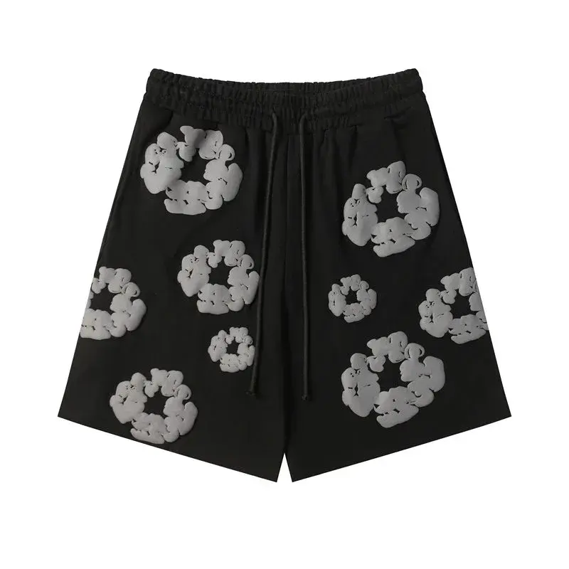 pomD Floral Print Casual Shorts Black