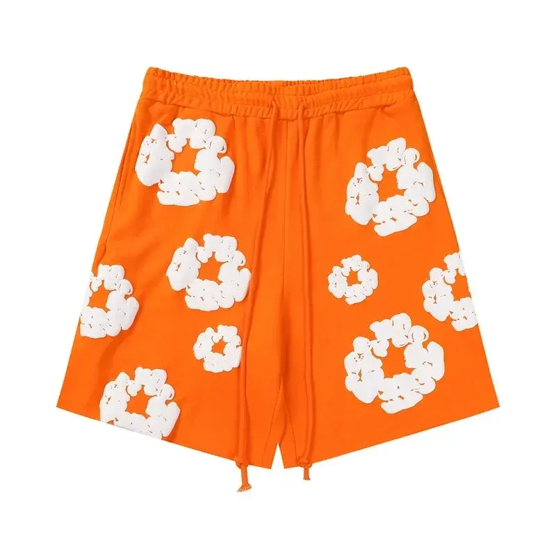 pomD Floral Print Casual Shorts Orange