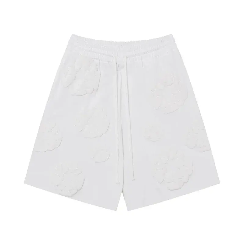 pomD Cotton Flower Applique White Shorts