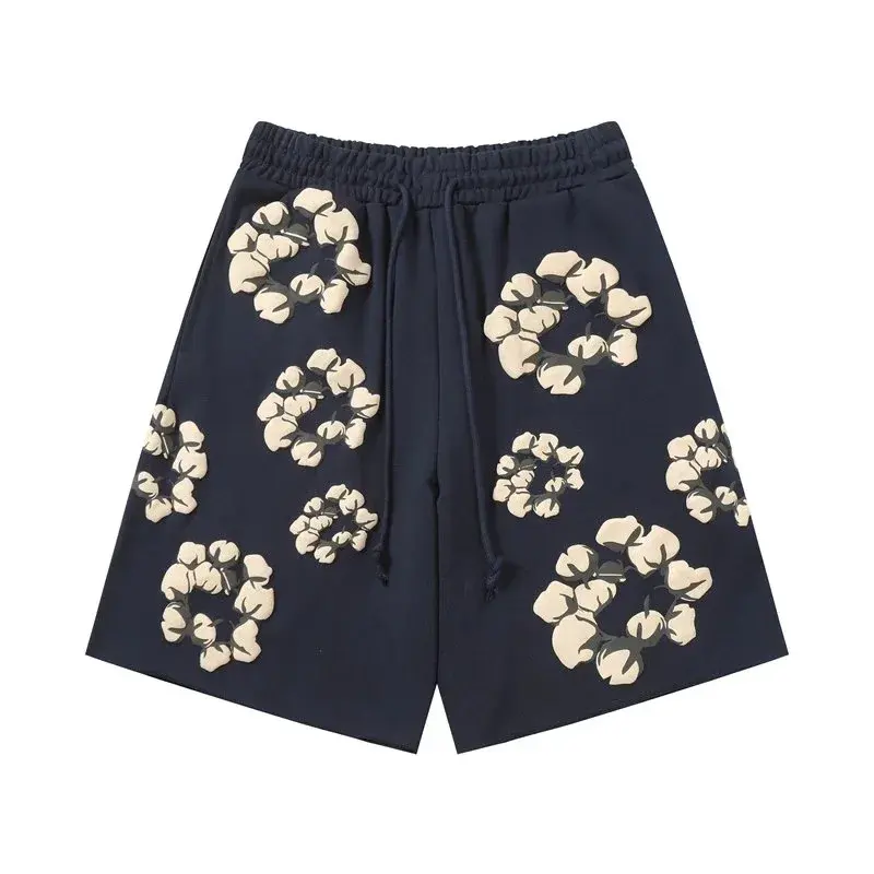 Unbranded Cotton Flower Print Sweatshorts Dark Navy