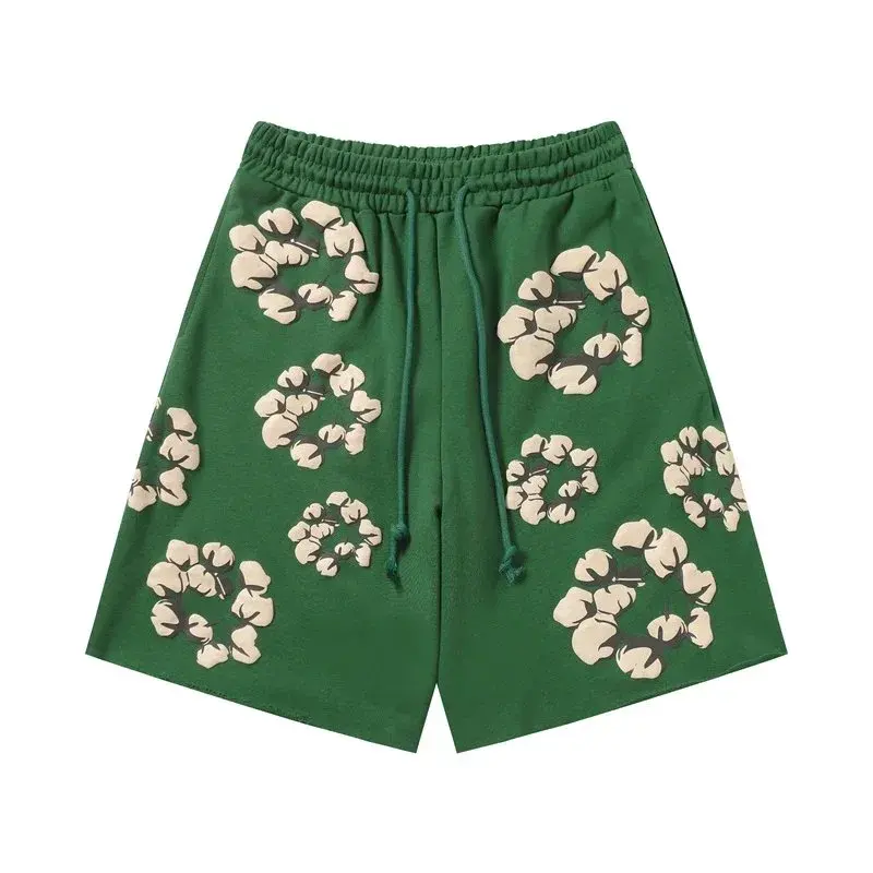 Unbranded Cotton Flower Print Sweatshorts Green