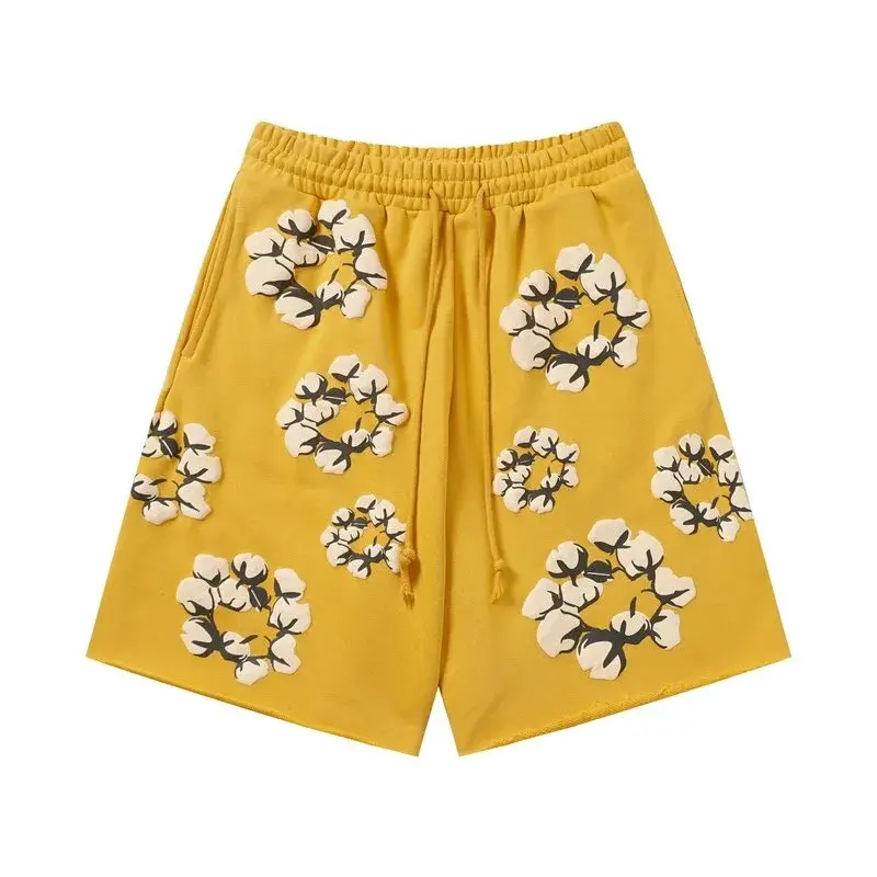 Unbranded Cotton Flower Print Sweatshorts Yellow