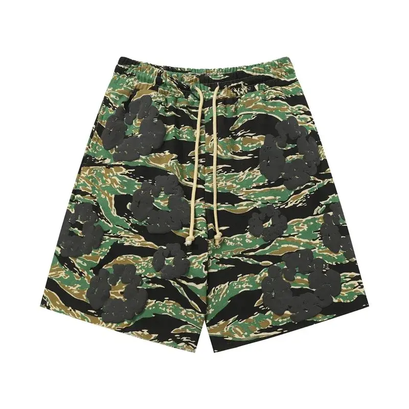 Camo Flower Print Shorts Green