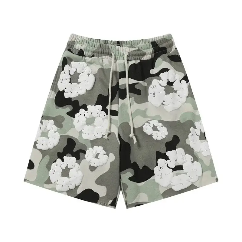 Camo Flower Print Shorts Sage Green