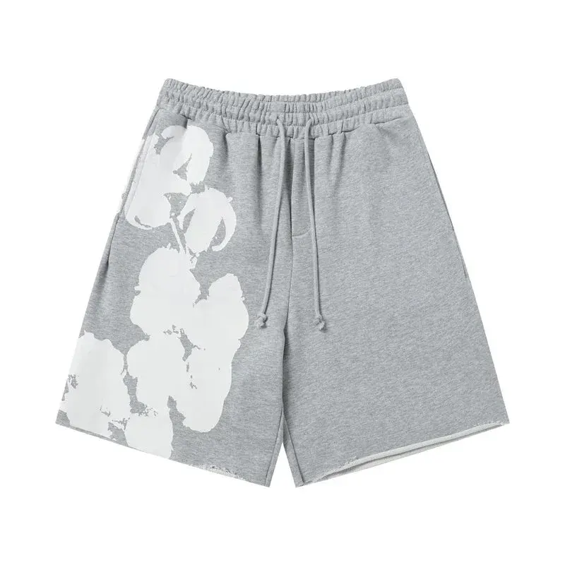 Floral Side Print Sweatshorts Grey