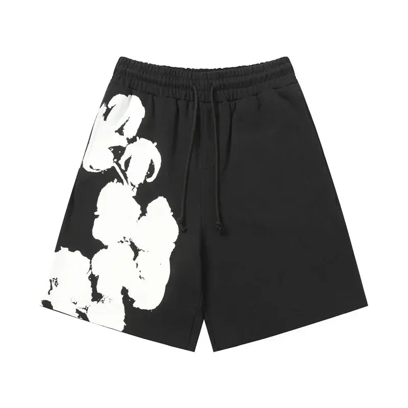 Floral Side Print Sweatshorts Black