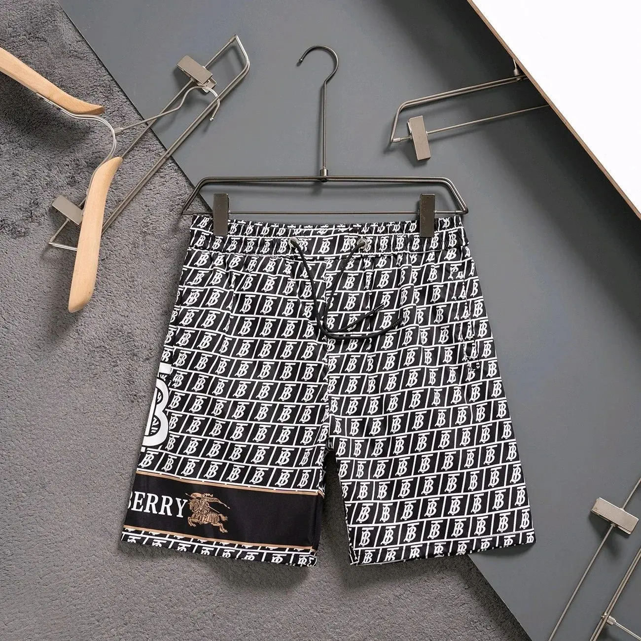 Burberry Monogram Print Swim Shorts Black White