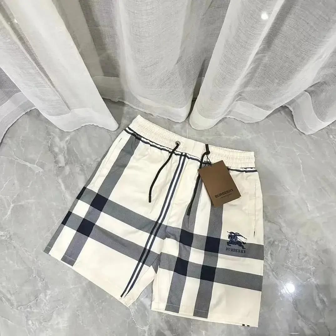 Burberry Check Swim Shorts Off White Black