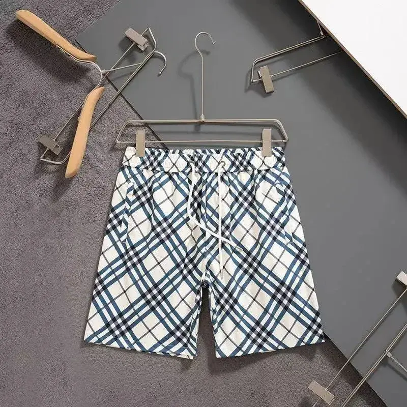 Burberry Diagonal Check Swim Shorts White Navy