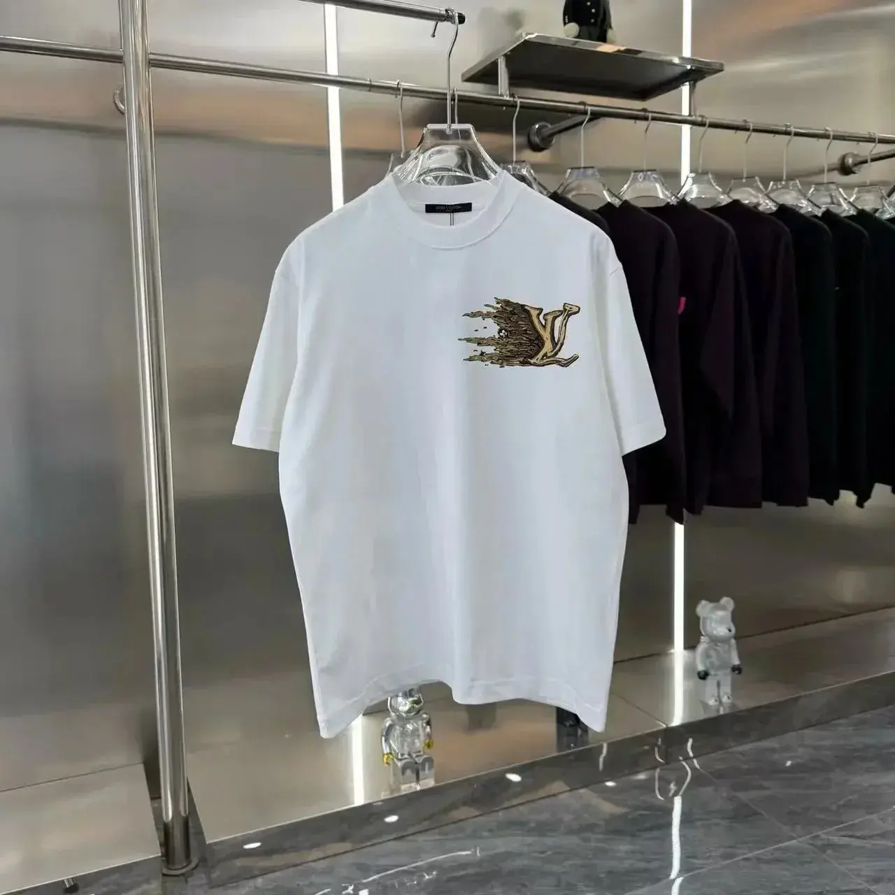 Louis Vuitton Distressed LV Logo White T-Shirt