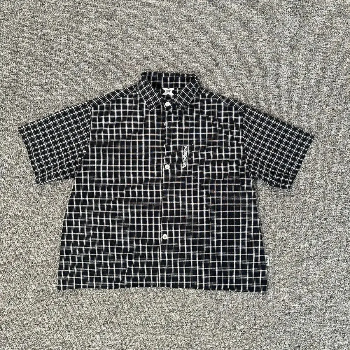 Mertra Black Plaid Short Sleeve Shirt