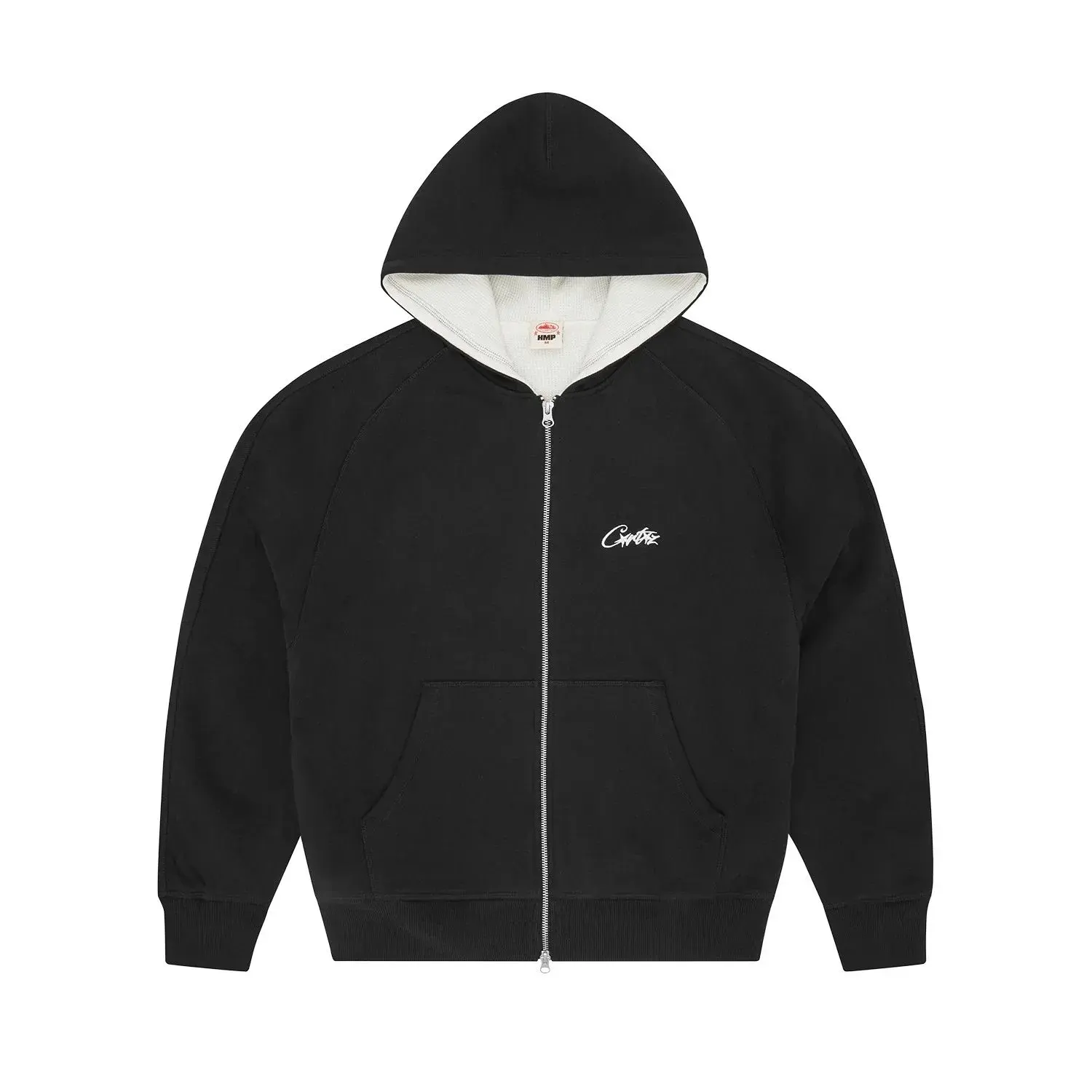 Corteiz Script Waffle Lined Zip Hoodie Black