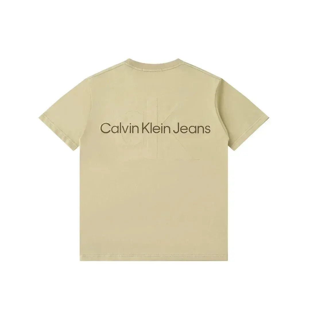 Calvin Klein Jeans Embossed Monogram Back Logo T-Shirt Beige