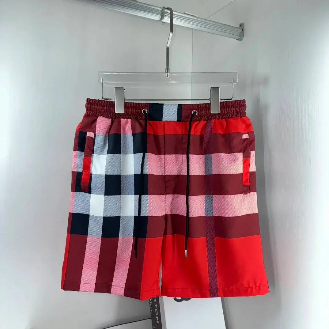 Burberry Check Swim Shorts Red