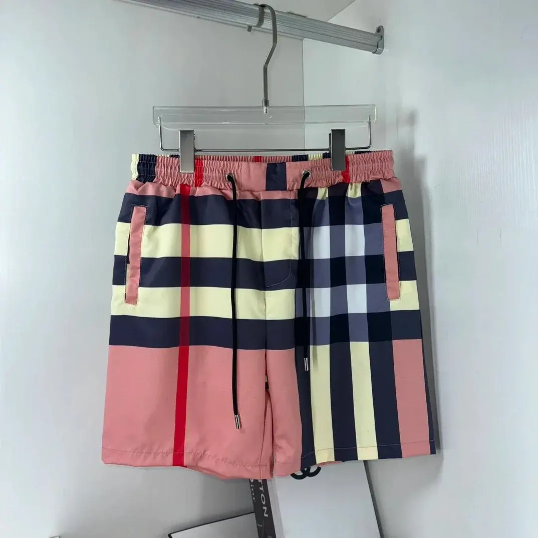 Burberry Check Swim Shorts Pink Yellow