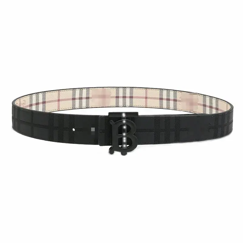 Burberry Reversible TB Plaque Vintage Check Belt Archive Beige / Matte Black
