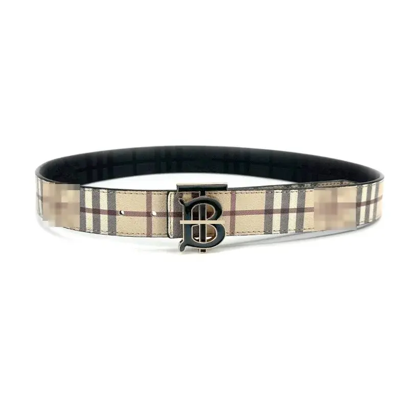 Burberry Reversible TB Plaque Vintage Check Belt Archive Beige / Enamel Gold