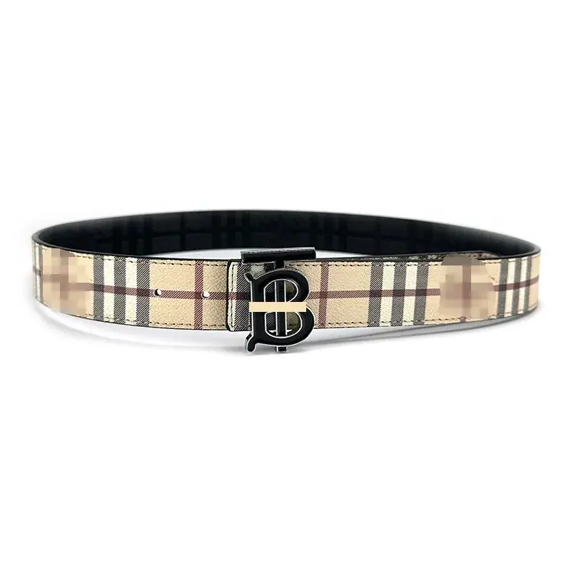Burberry Reversible TB Plaque Vintage Check Belt Archive Beige / Enamel Silver