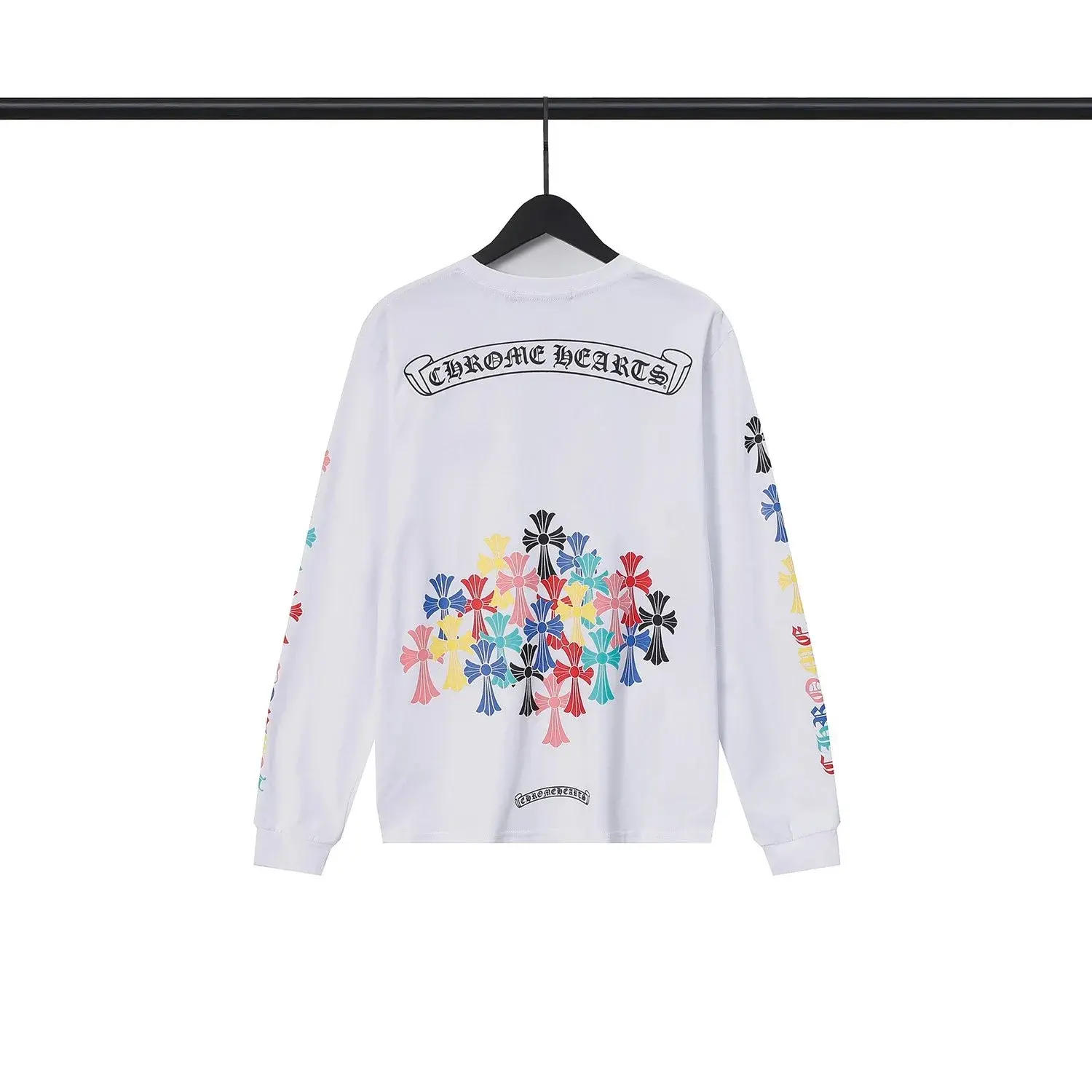 Chrome Hearts Multi Color Cross Scroll Long Sleeve T-Shirt White