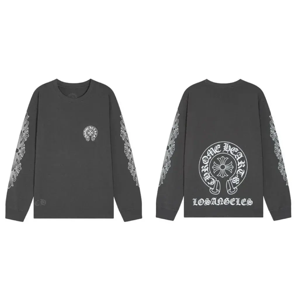 Chrome Hearts Los Angeles Horseshoe Floral Long Sleeve T-Shirt Washed Black
