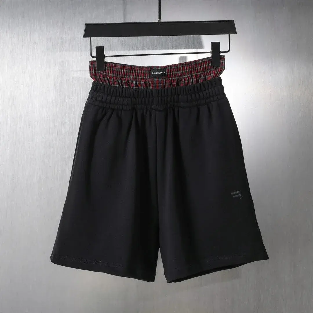 Balenciaga Plaid Boxer Sweatshorts Black