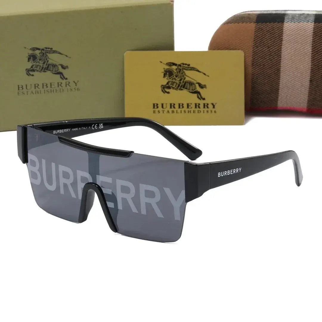 Burberry Logo Shield Sunglasses Black Grey