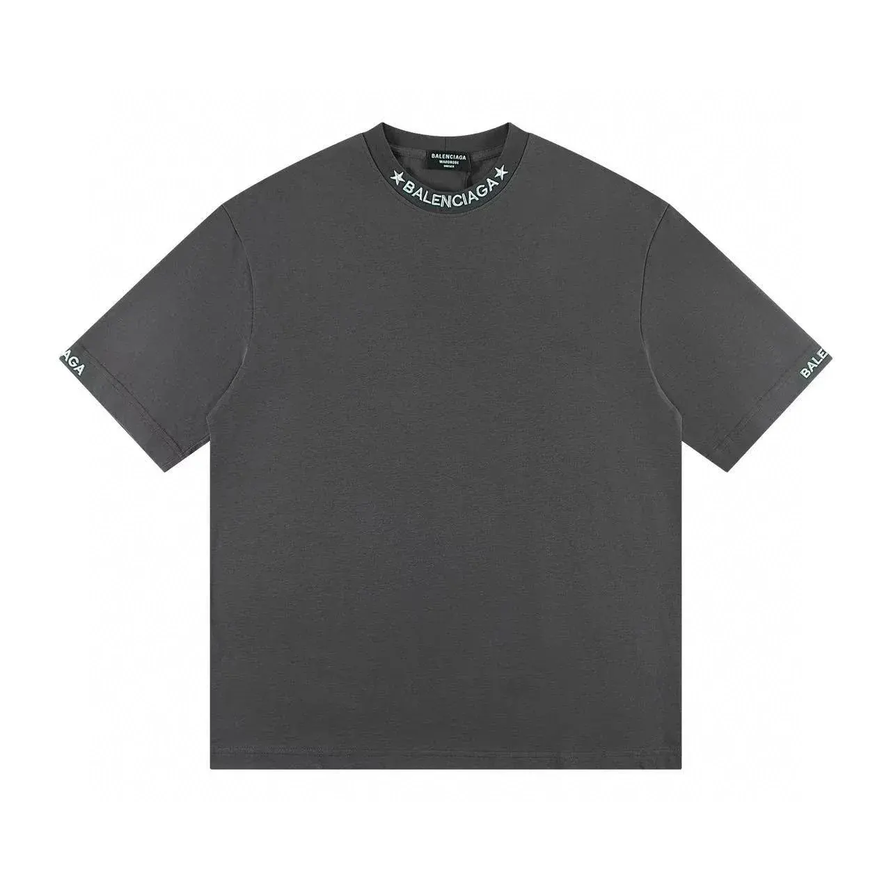 Balenciaga Star Logo Collar T-Shirt Charcoal Grey