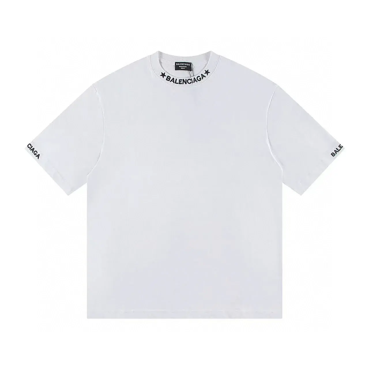 Balenciaga Star Logo Collar T-Shirt White