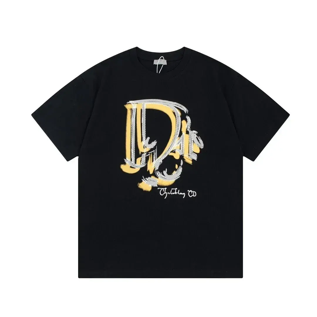 Dior D-Logo Layered Print T-Shirt Black Yellow