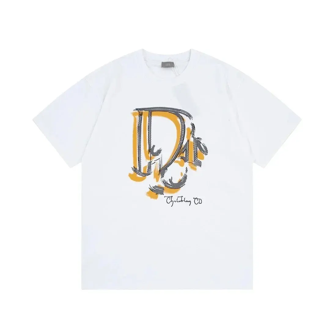Dior D-Logo Layered Print T-Shirt White Yellow