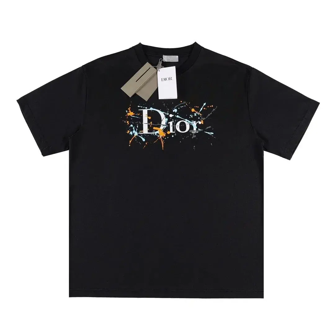 Dior Paint Splatter Logo T-Shirt Black