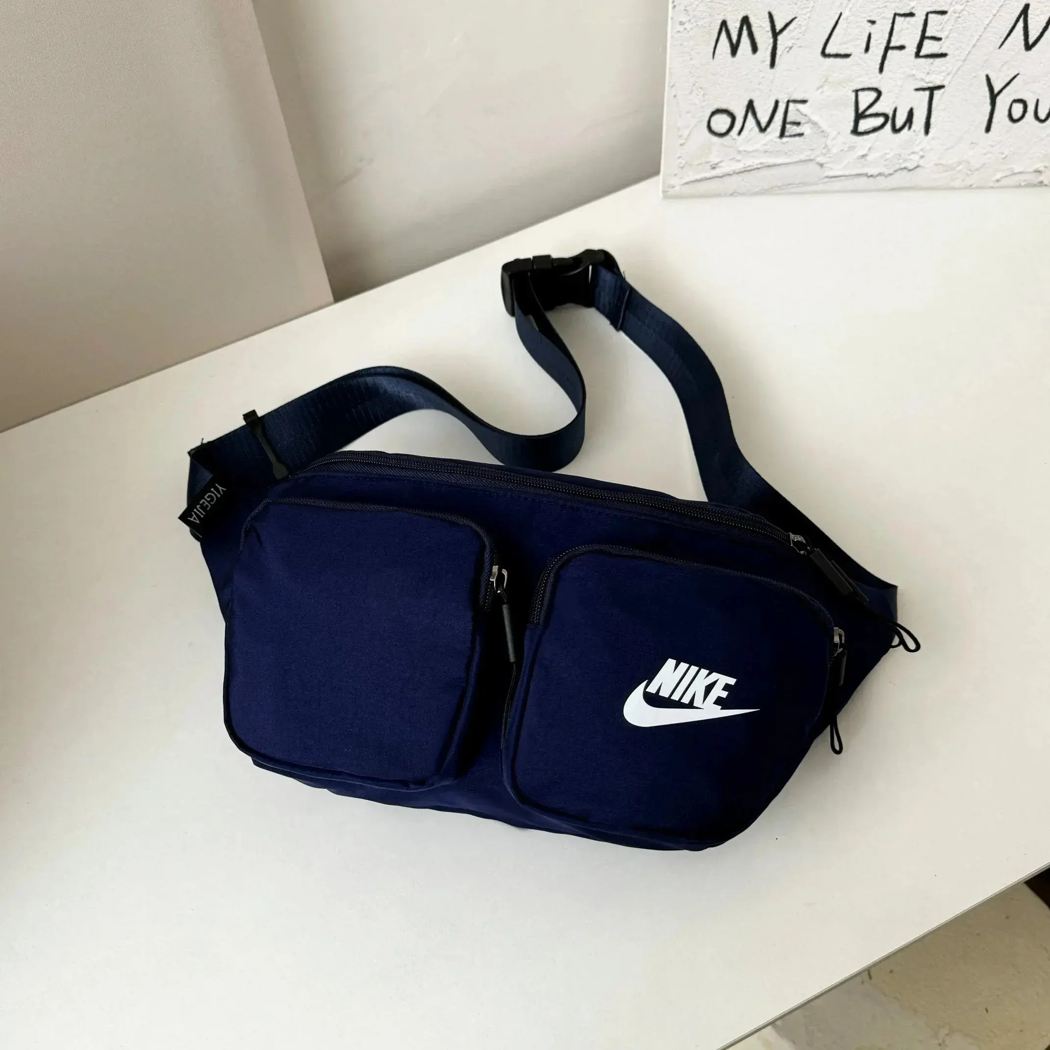 Nike Double Pocket Belt Bag Navy Blue
