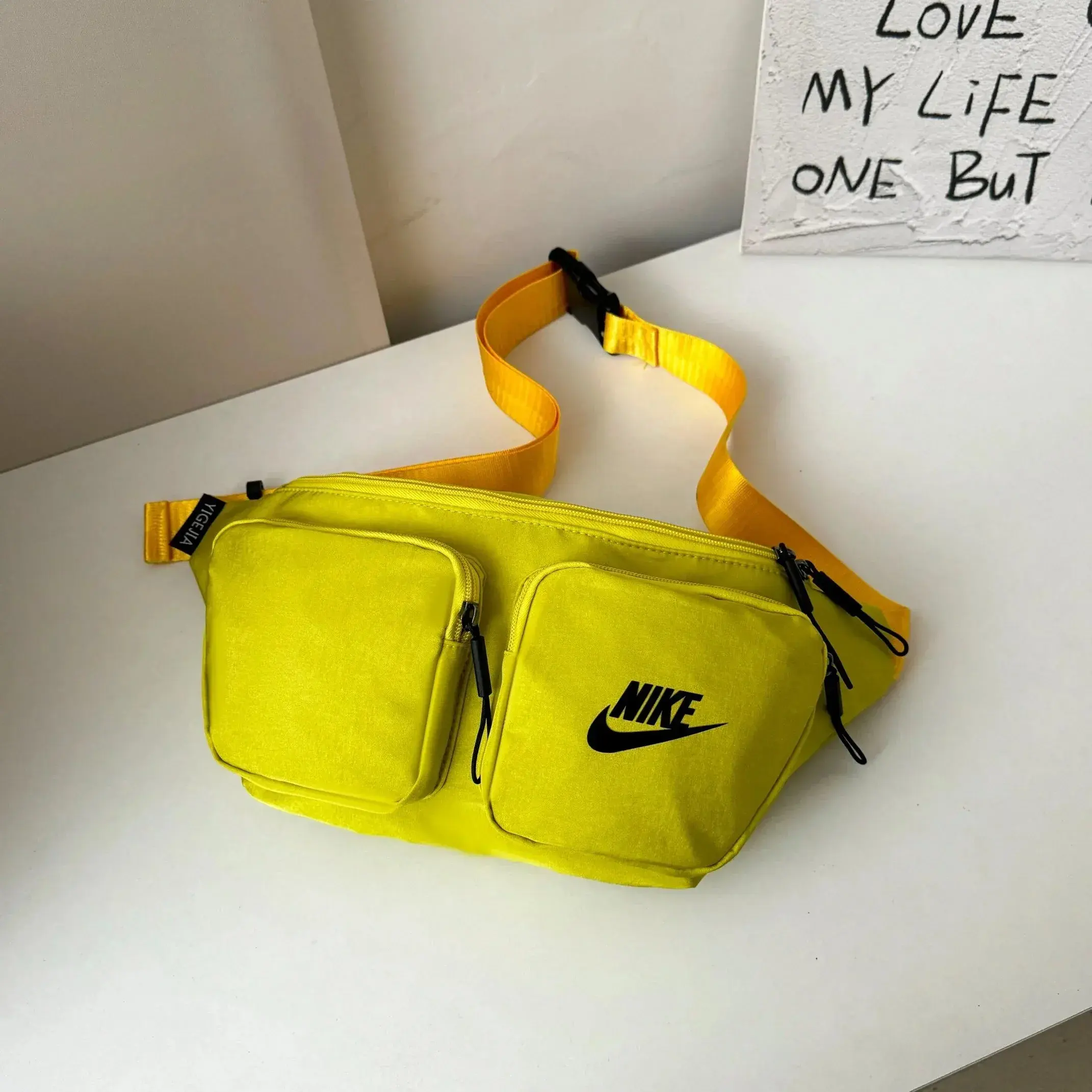 Nike Double Pocket Belt Bag Neon Yellow